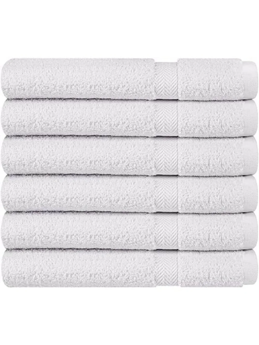 6 Pack White Bath Towels Set - 100% Cotton, Quick Dry, Super Absorbent, Soft